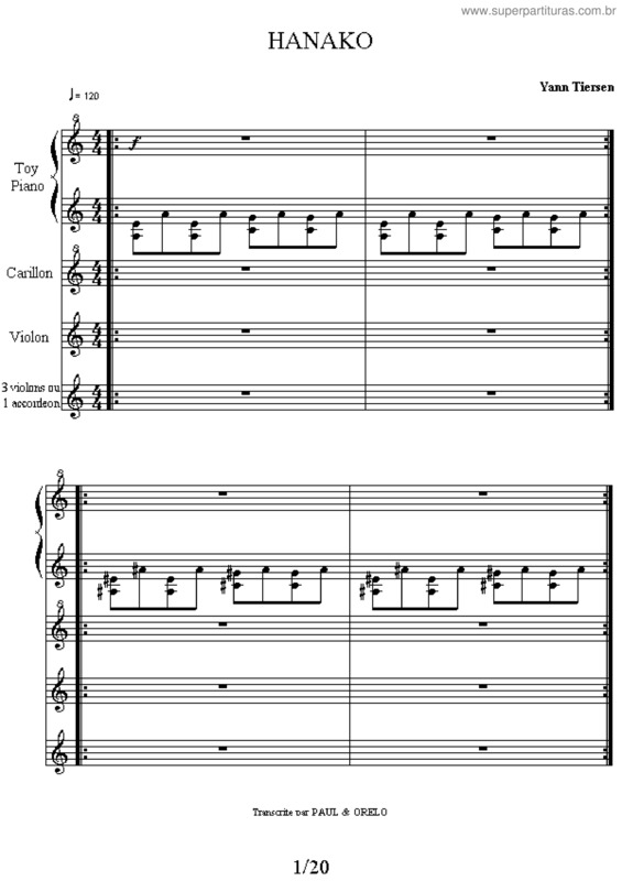 Partitura da música Hanako