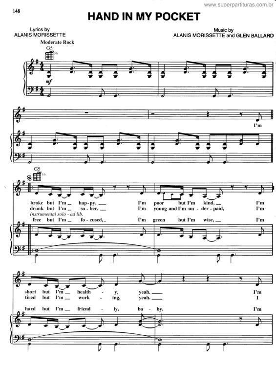 Partitura da música Hand My Pocket