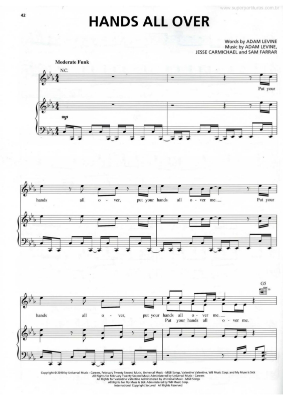 Partitura da música Hands All Over