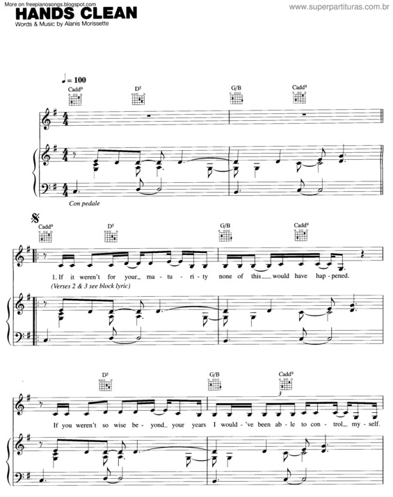 Partitura da música Hands Clean v.2