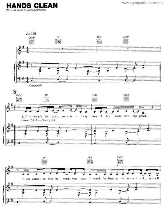 Partitura da música Hands Clean