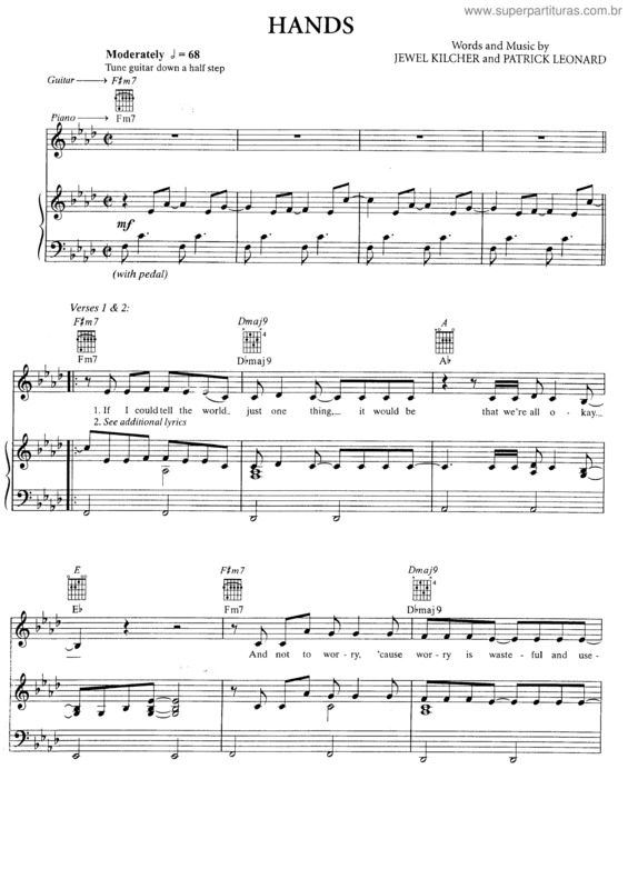 Partitura da música Hands v.2