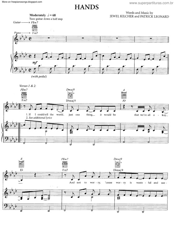 Partitura da música Hands v.3