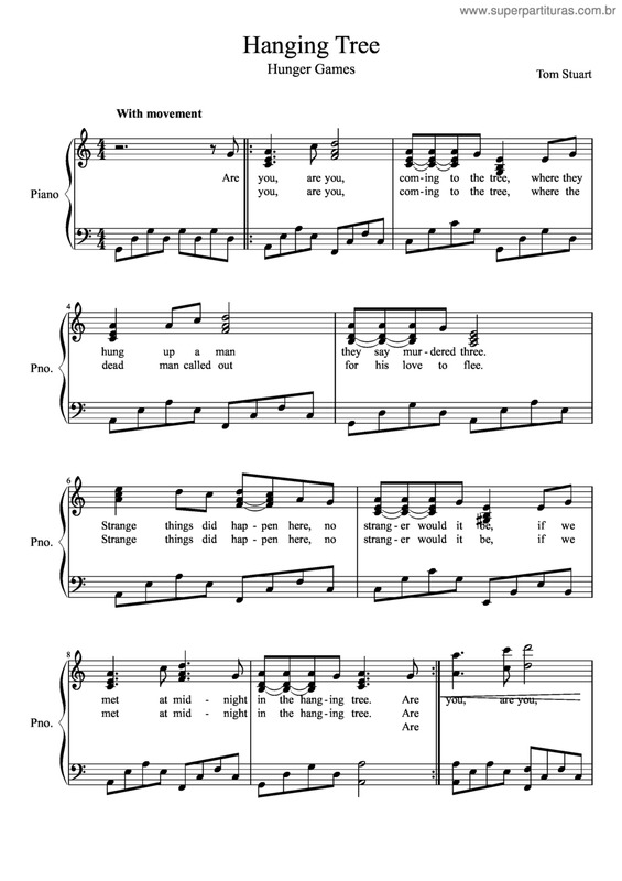 Partitura da música Hanging Tree