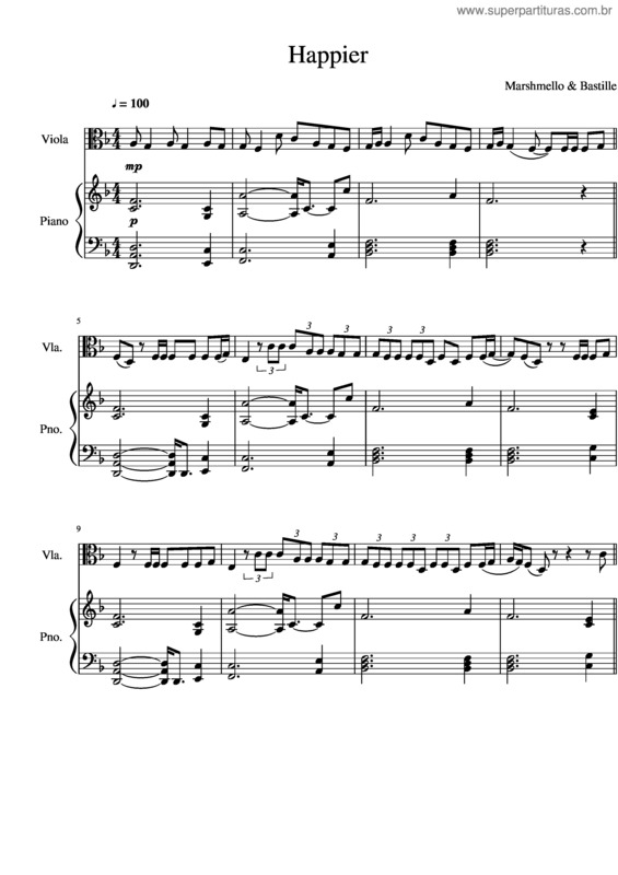 Partitura da música Happier Viola