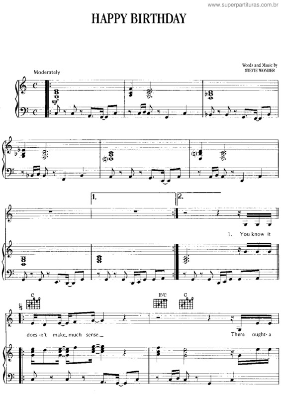 Partitura da música Happy Birthday v.2