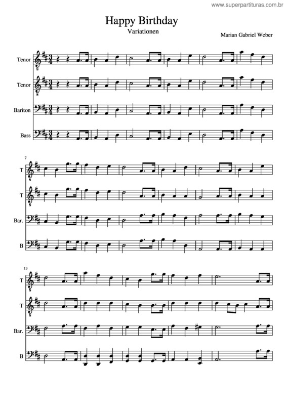 Partitura da música Happy Birthday v.8