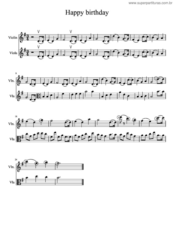 Partitura da música Happy Birthday v.9