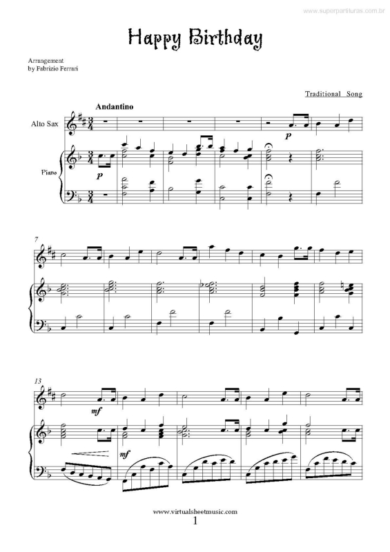 Partitura da música Happy Birthday