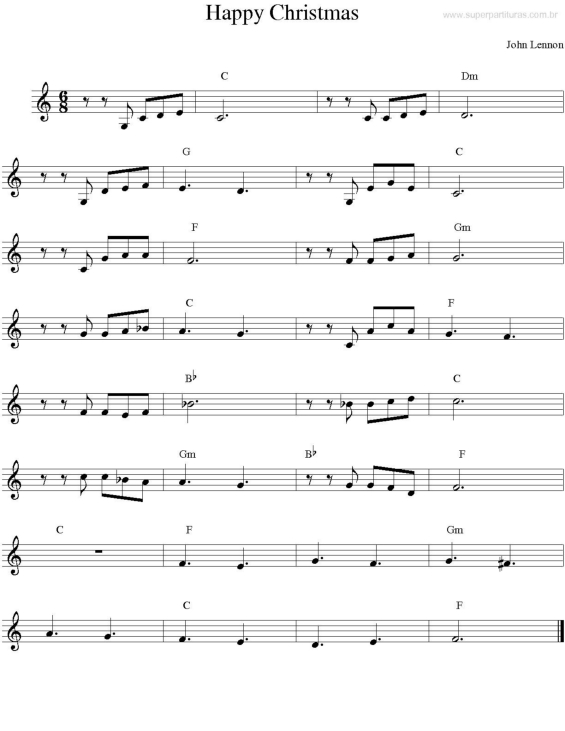 Partitura da música Happy Christmas (Natal)