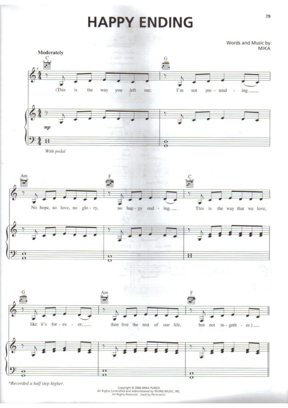 Partitura da música Happy Ending