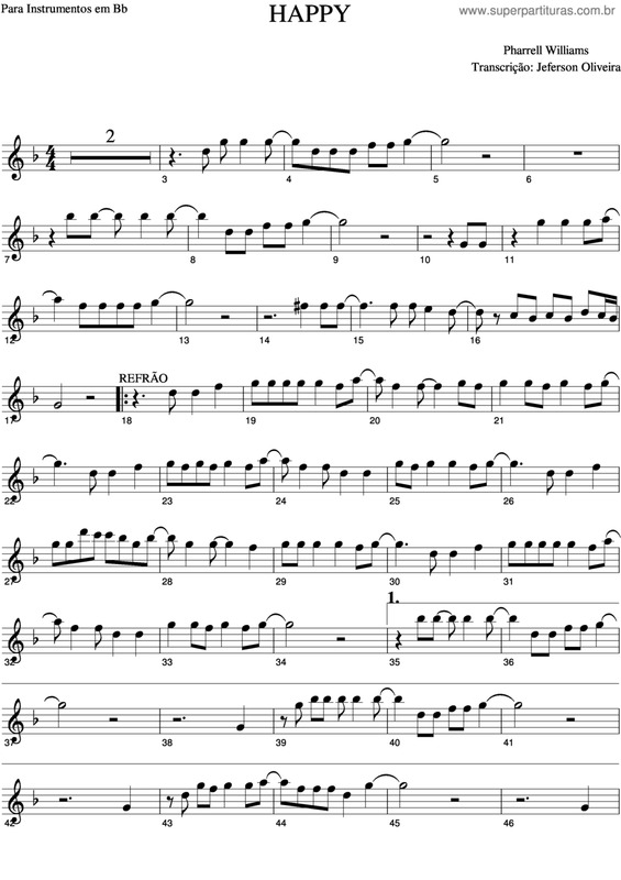 Partitura da música Happy v.5