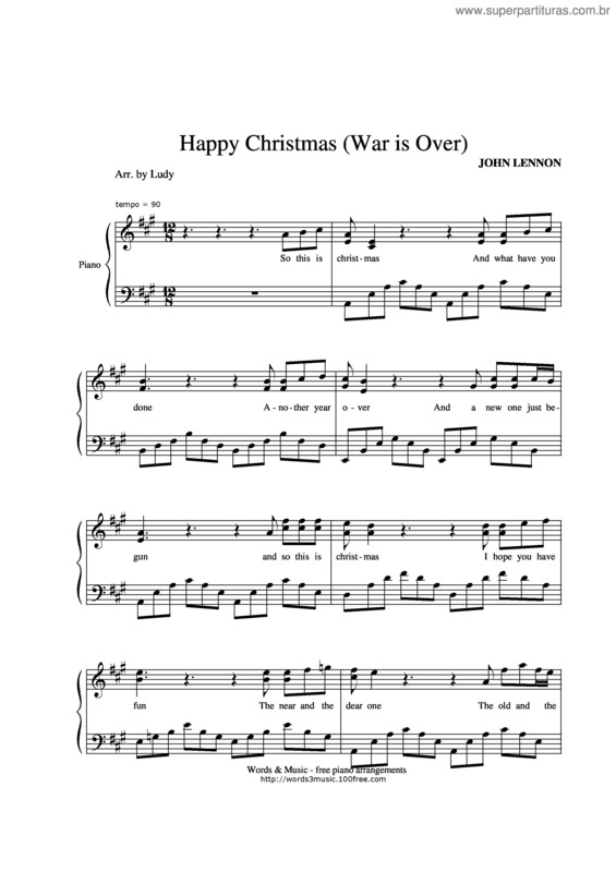 Partitura da música Happy Xmas (War Is Over) v.4