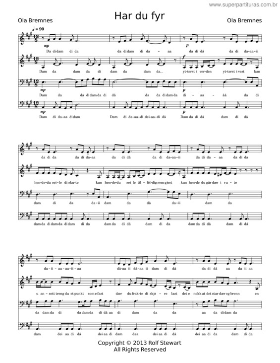 Partitura da música Har Du Fyr – Ola Bremnes v.2