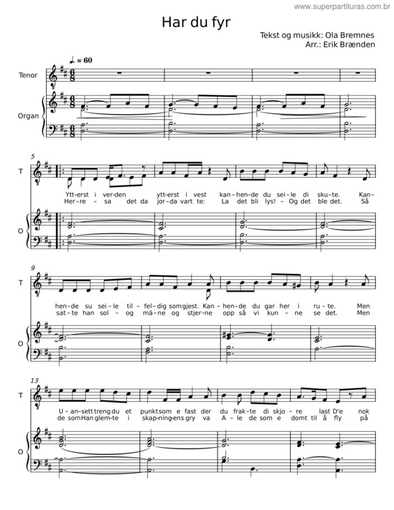 Partitura da música Har Du Fyr – Ola Bremnes