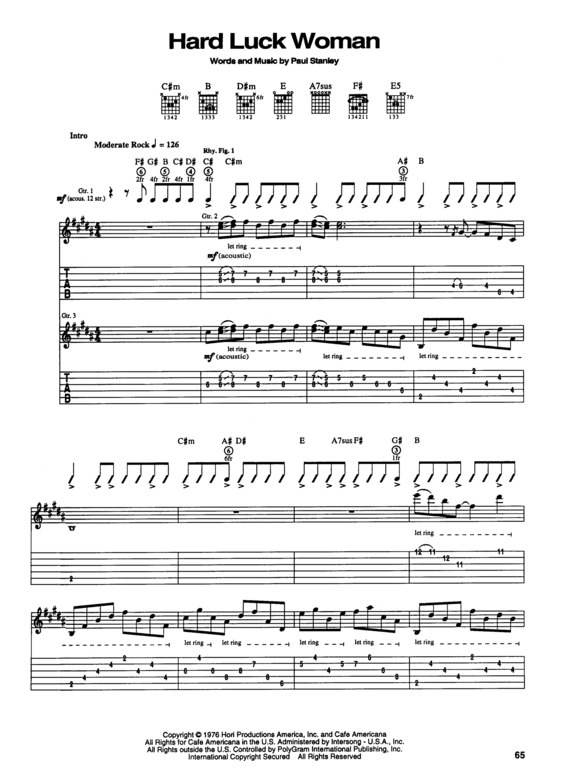 Partitura da música Hard Luck Woman v.2