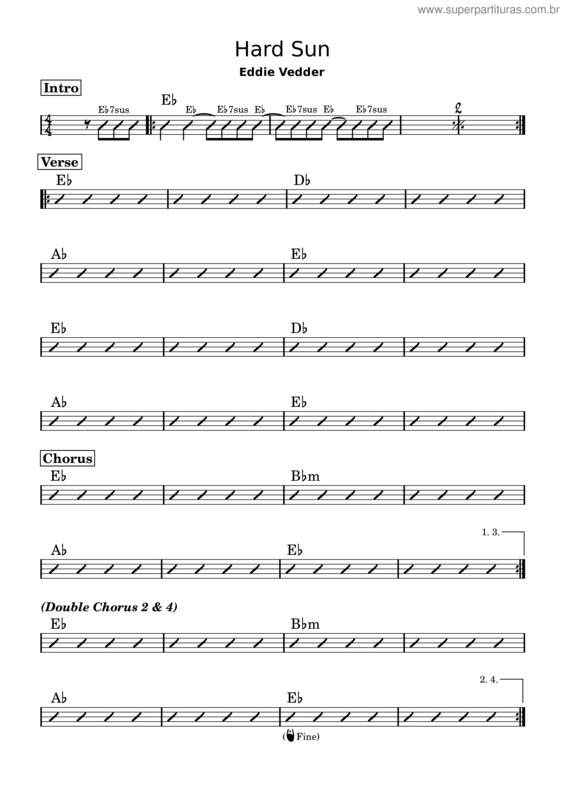 Partitura da música Hard Sun – Indio Hard Sun