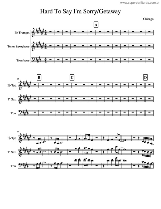 Partitura da música Hard To Say I`M Sorry/ Getaway