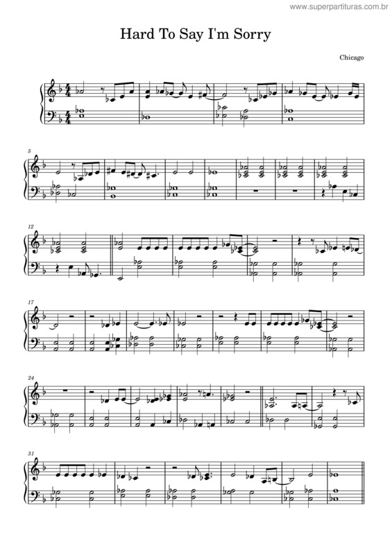 Partitura da música Hard To Say I`M Sorry v.3