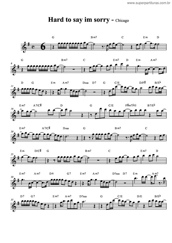 Partitura da música Hard To Say Im Sorry v.2