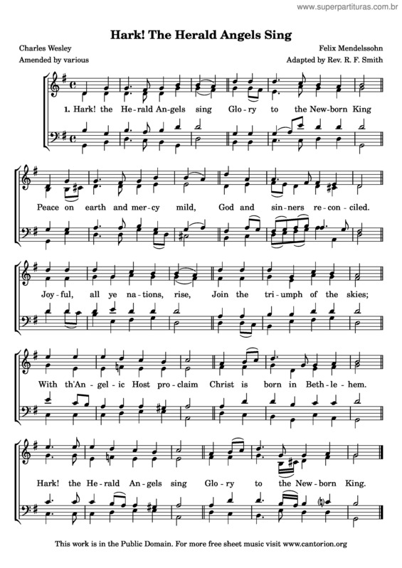 Partitura da música Hark! The Herald Angels Sing v.2