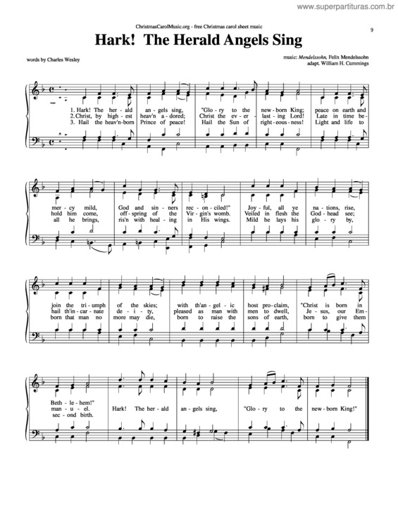 Partitura da música Hark! The Herald Angels Sing v.3