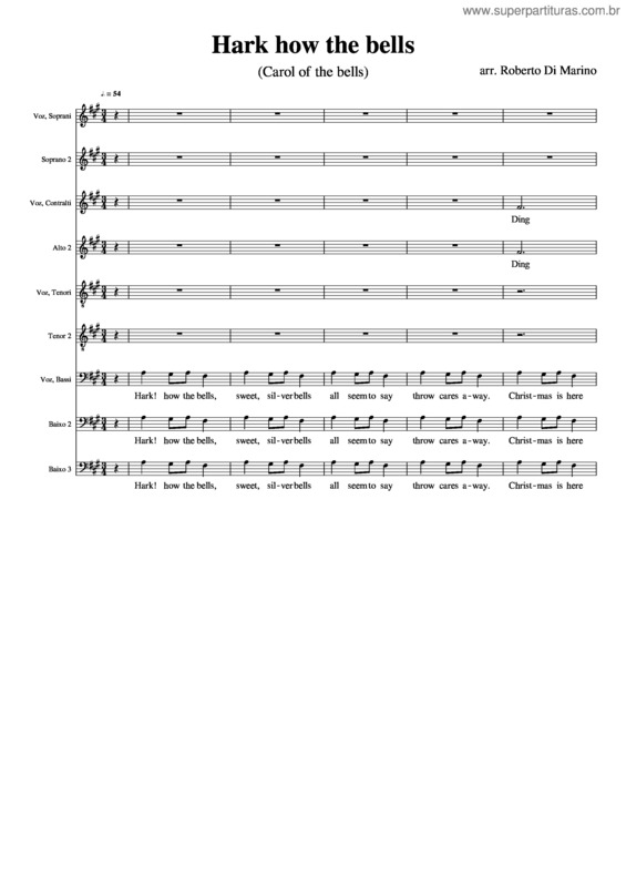 Partitura da música Hark How The Bells_Com Divisos Separados