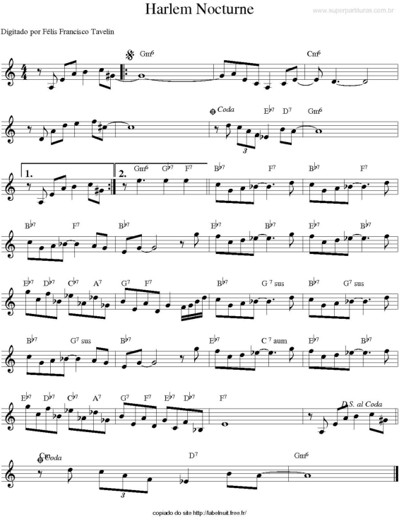 Partitura da música Harlem Nocturne