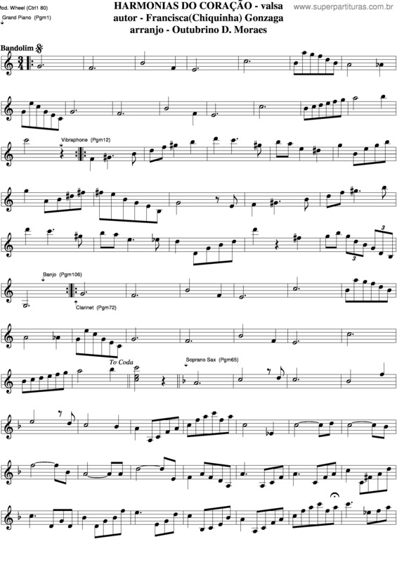 Partitura da música Harminias Do Coração