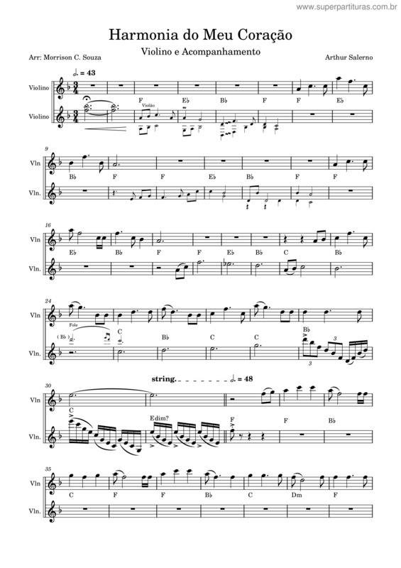 Partitura da música Harmonia Do Meu Coração