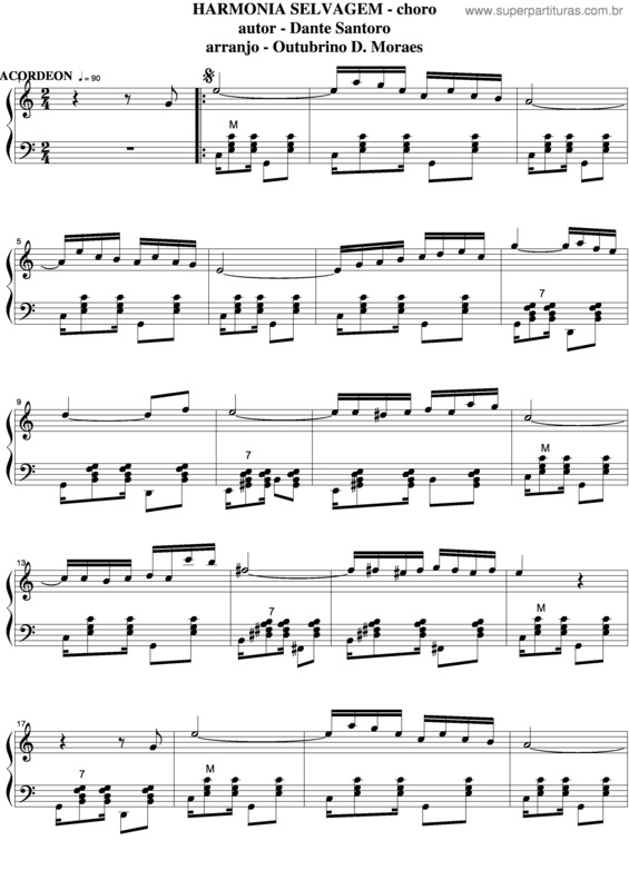 Partitura da música Harmonia Selvagem v.3