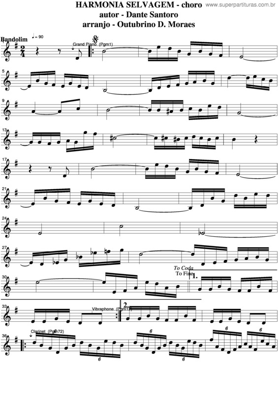 Partitura da música Harmonia Selvagem v.4