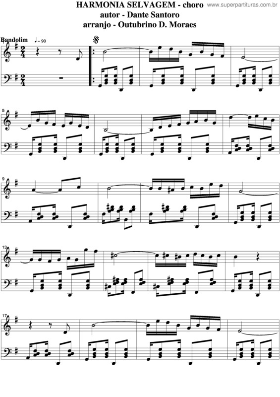 Partitura da música Harmonia Selvagem v.5