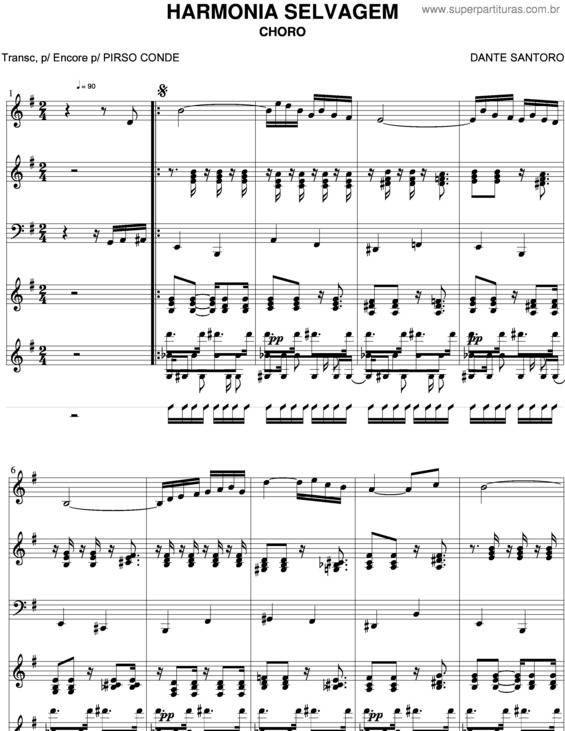 Partitura da música Harmonia Selvagem