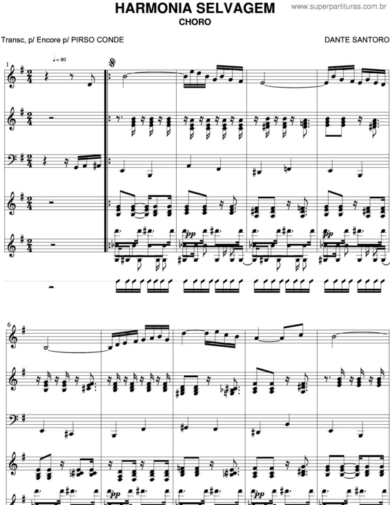 Partitura da música Harmonia Selvagem