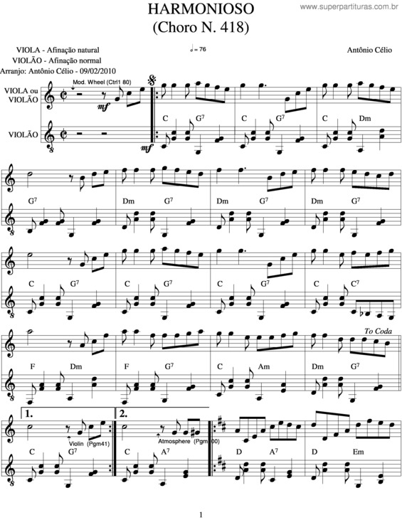 Partitura da música Harmonioso v.2