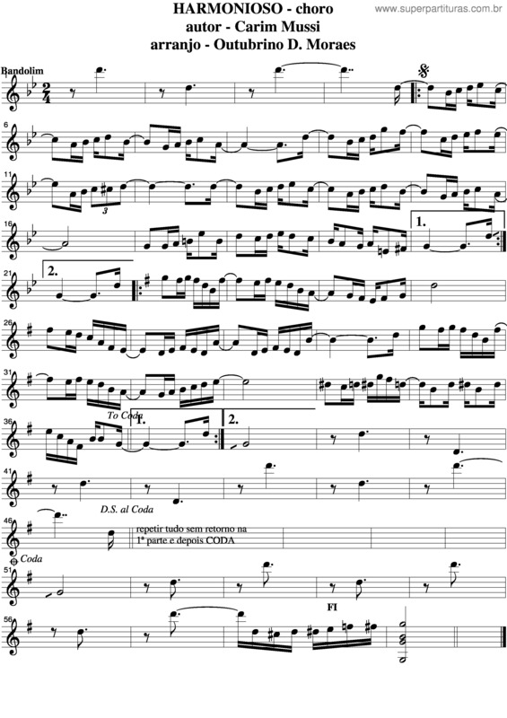 Partitura da música Harmonioso