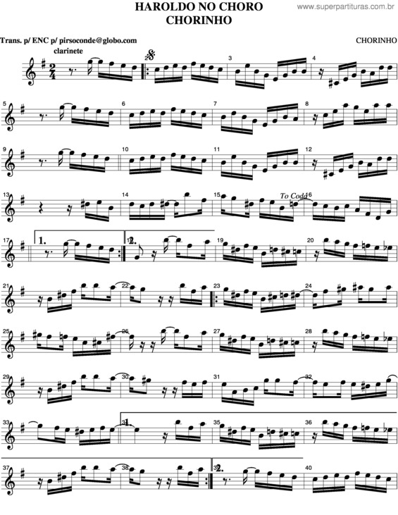 Partitura da música Haroldo No Choro v.2