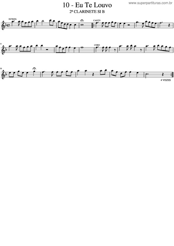 Partitura da música Harpa Cristã 10 – 2 Clarinete