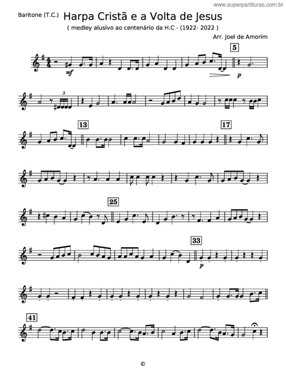 Partitura da música Harpa Cristã E A Volta De Jesus – Baritone