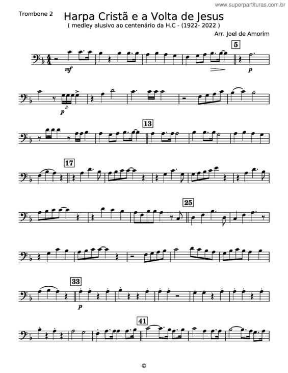 Partitura da música Harpa Cristã E A Volta De Jesus – Trombone 2