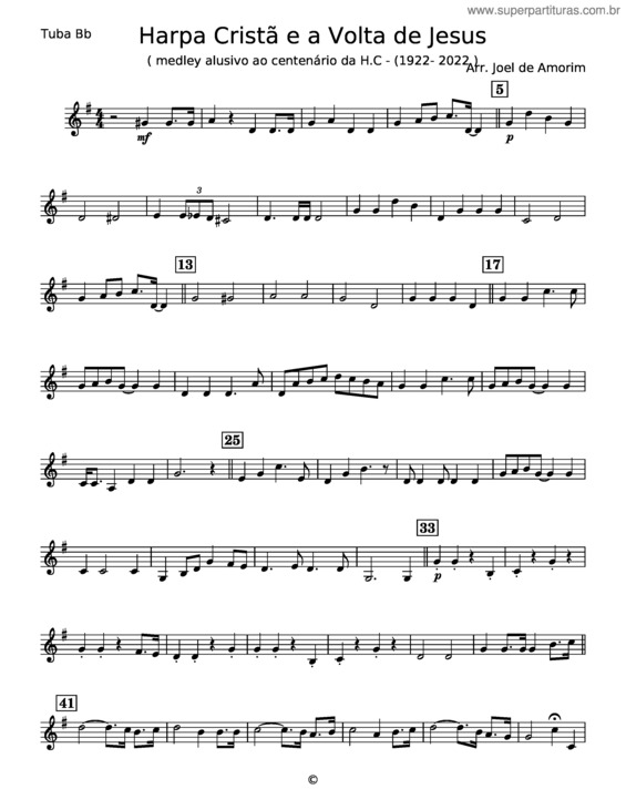 Partitura da música Harpa Cristã E A Volta De Jesus – Tuba In Bb
