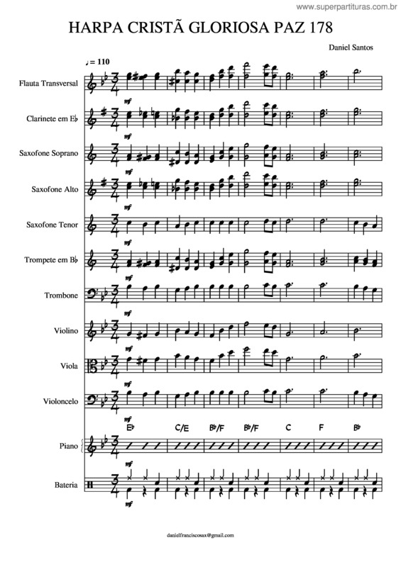 Partitura da música Harpa Cristã Gloriosa Paz 178