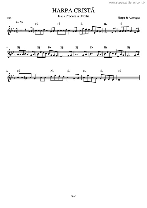 Partitura da música Harpa Cristã