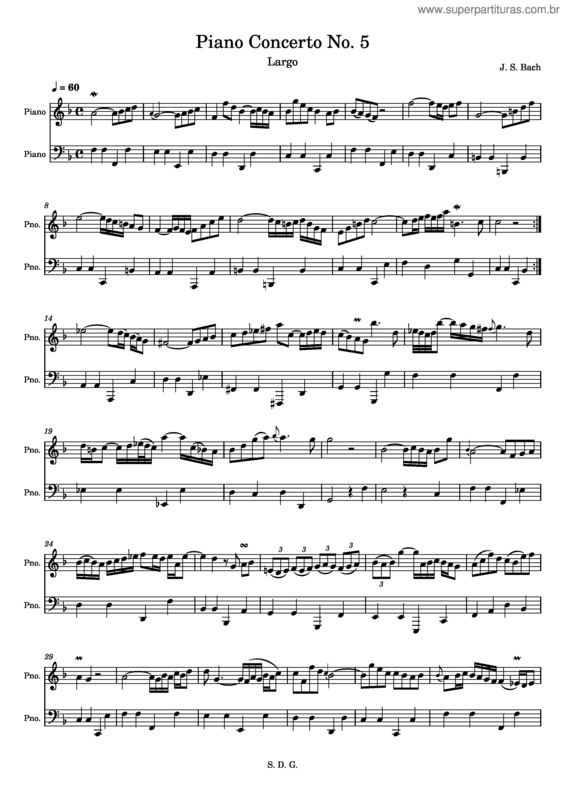 Partitura da música Harpsichord Concerto No.5 In F Minor, Bwv 1056 – Johann Sebastian Bach Piano Concerto No.5 In F Minor, Bwv 1056 – Johann Sebastian Bach Arioso From Bwv 1056  Piano Easy
