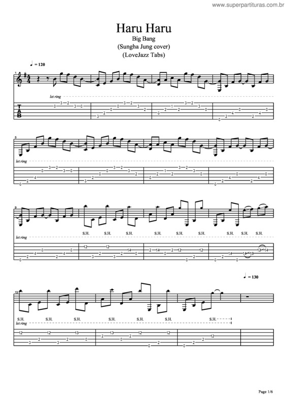 Partitura da música Haru Haru