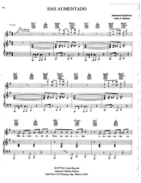 Partitura da música Has Aumentado v.2