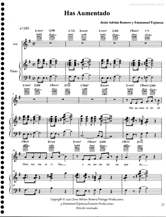 Partitura da música Has Aumentado