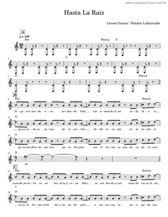Partitura da música Hasta La Raiz – Leonel García