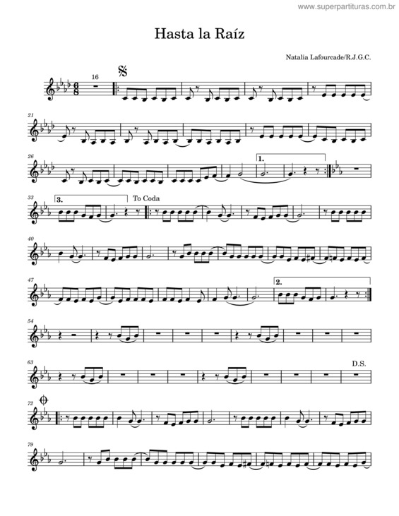 Partitura da música Hasta La Raiz Natalia Lafourcade